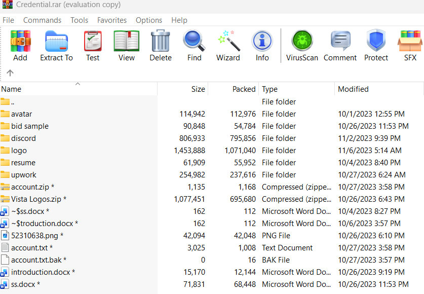 Figure 19. Listing files from of Dejan Teofilovic folder.