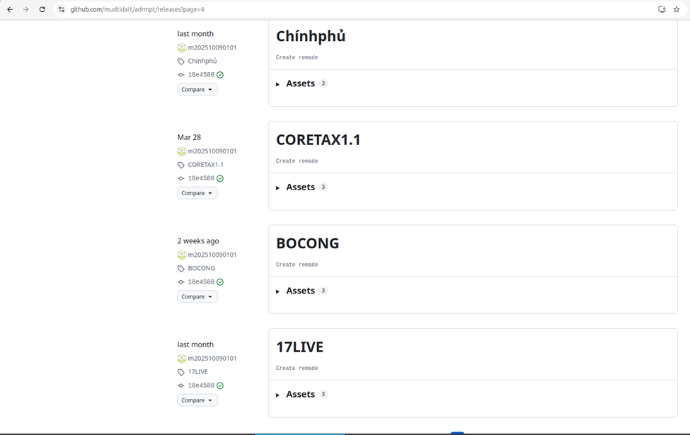 Figure 2: Example of a Github repository abused by attackers to host malicious APKs (now inactive).