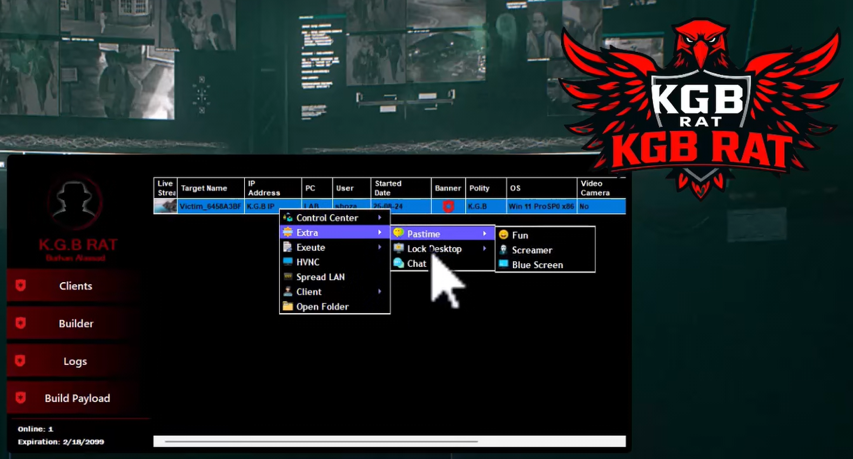 Figure 2. Screenshot of “Fun” settings nested under Extra menu option.