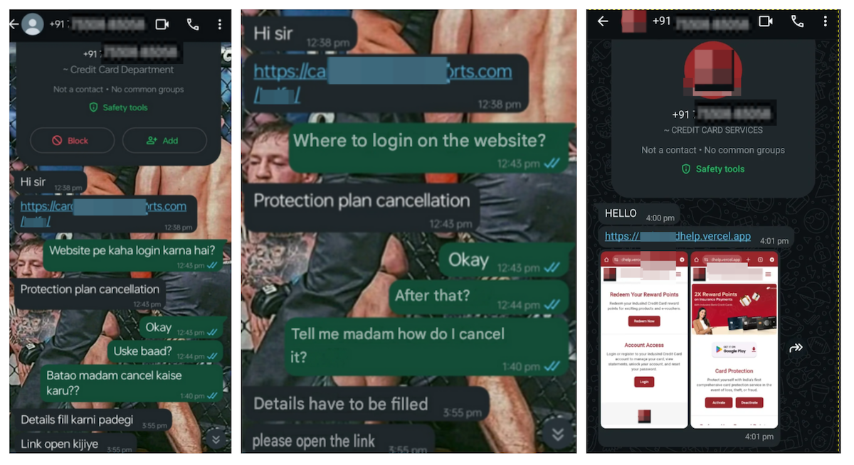 Figure 2: Examples of phishing messages with links to phishing pages.
