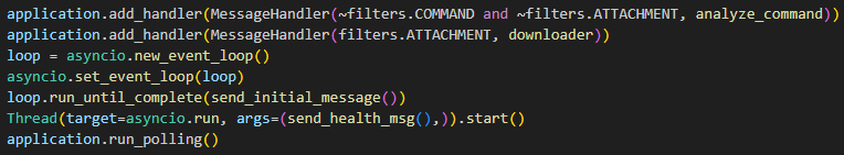 Figure 22. Message handlers and main execution loop.