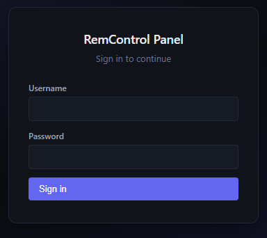 Figure 22. RemControl Panel login screenshot.