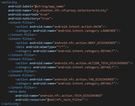 TX-NFC sample main activity