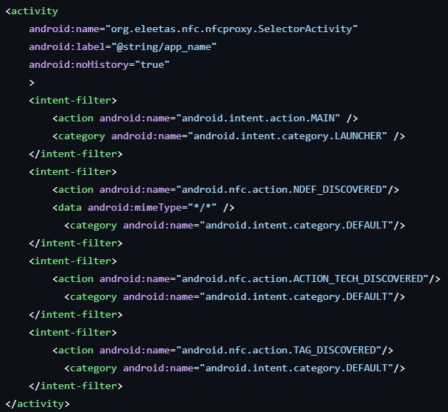 NFCProxy main activity
