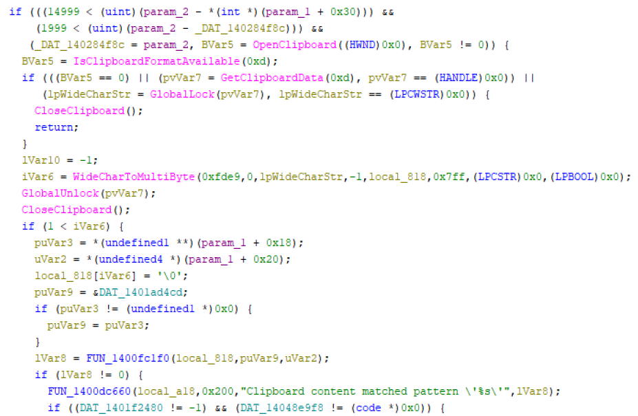 Figure 27. Clipboard pattern matching functionality in SiriusQT client.