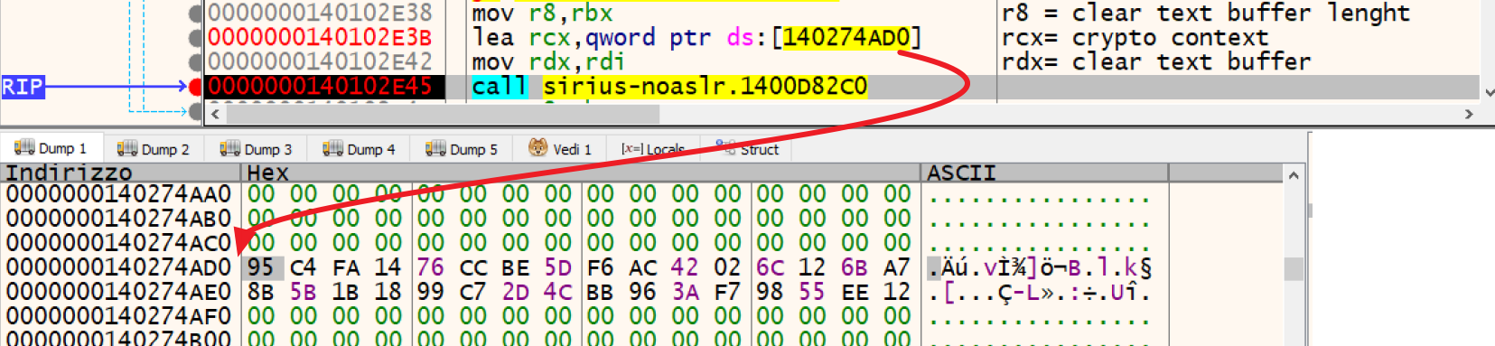 Figure 29. SiriusQT Client - Server encrypting clear-text buffer.