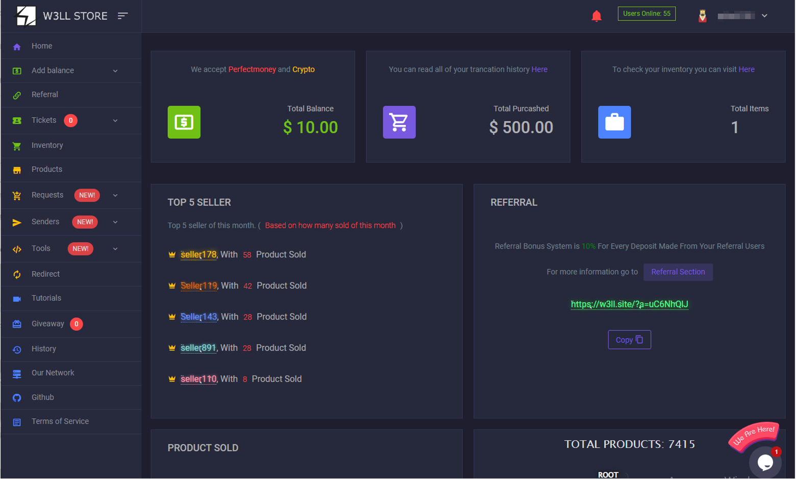 Figure 3. W3LL store interface.