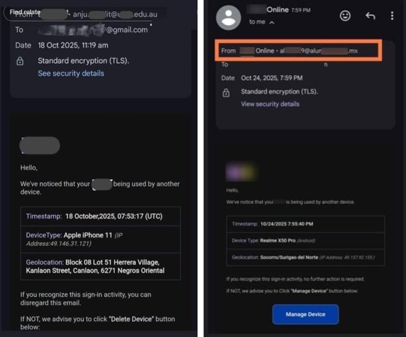 Figure 3. Sender emails sourced from Combolists.