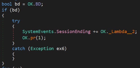 Figure 32. Code snippet for self-protection mechanism. Figure 32. Code snippet for self-protection mechanism.