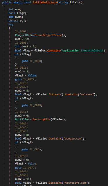 Figure 35. IsFileMalicious code sample.