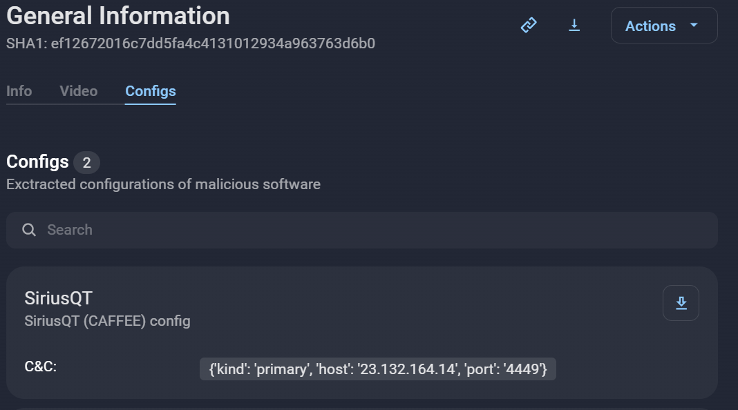 Figur 36. SiriusQT compact configuration available on Group-IB MXDR.