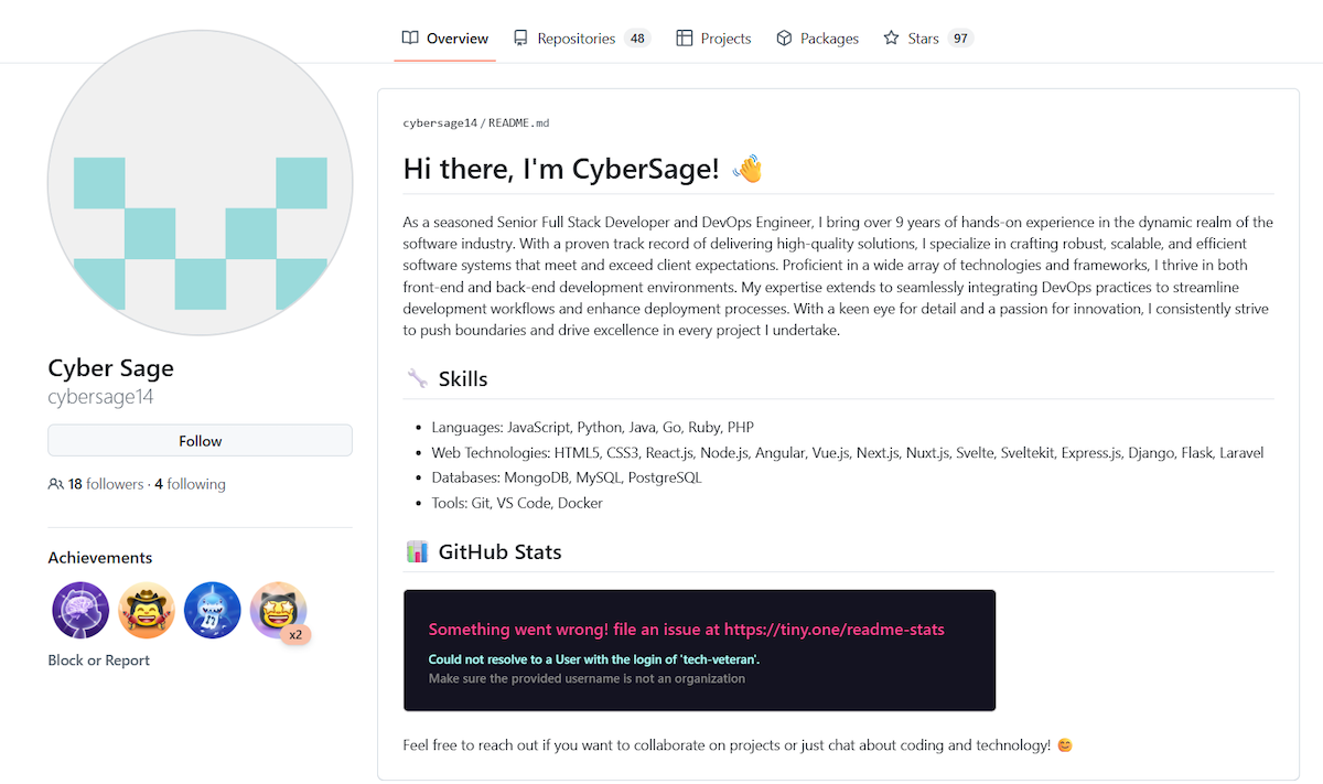 Figure 3. Cybersage14 GitHub profile. Figure 3. Cybersage14 GitHub profile.