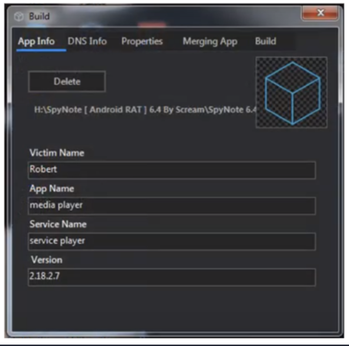 Figure 4: SpyNote APK Builder allows for data customization.