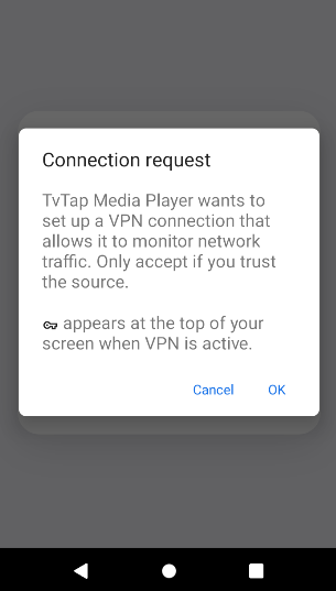 Figure 4 The dropper asks for the BIND_VPN_SERVICE permission.