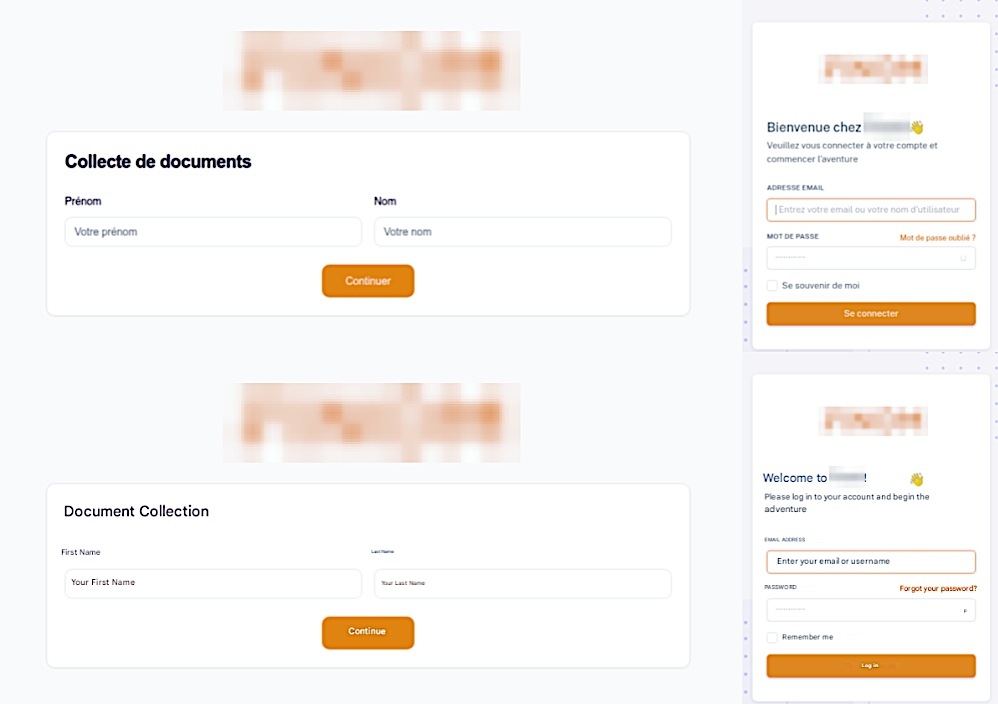 Figure 4. Screenshot of a French phishing page to collect victim PII, with English translation.