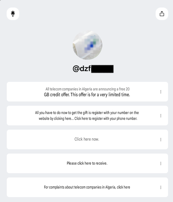 Figure 4: Examples of fake localized telecoms promotions offering free data. Figure 4: Examples of fake localized telecoms promotions offering free data.
