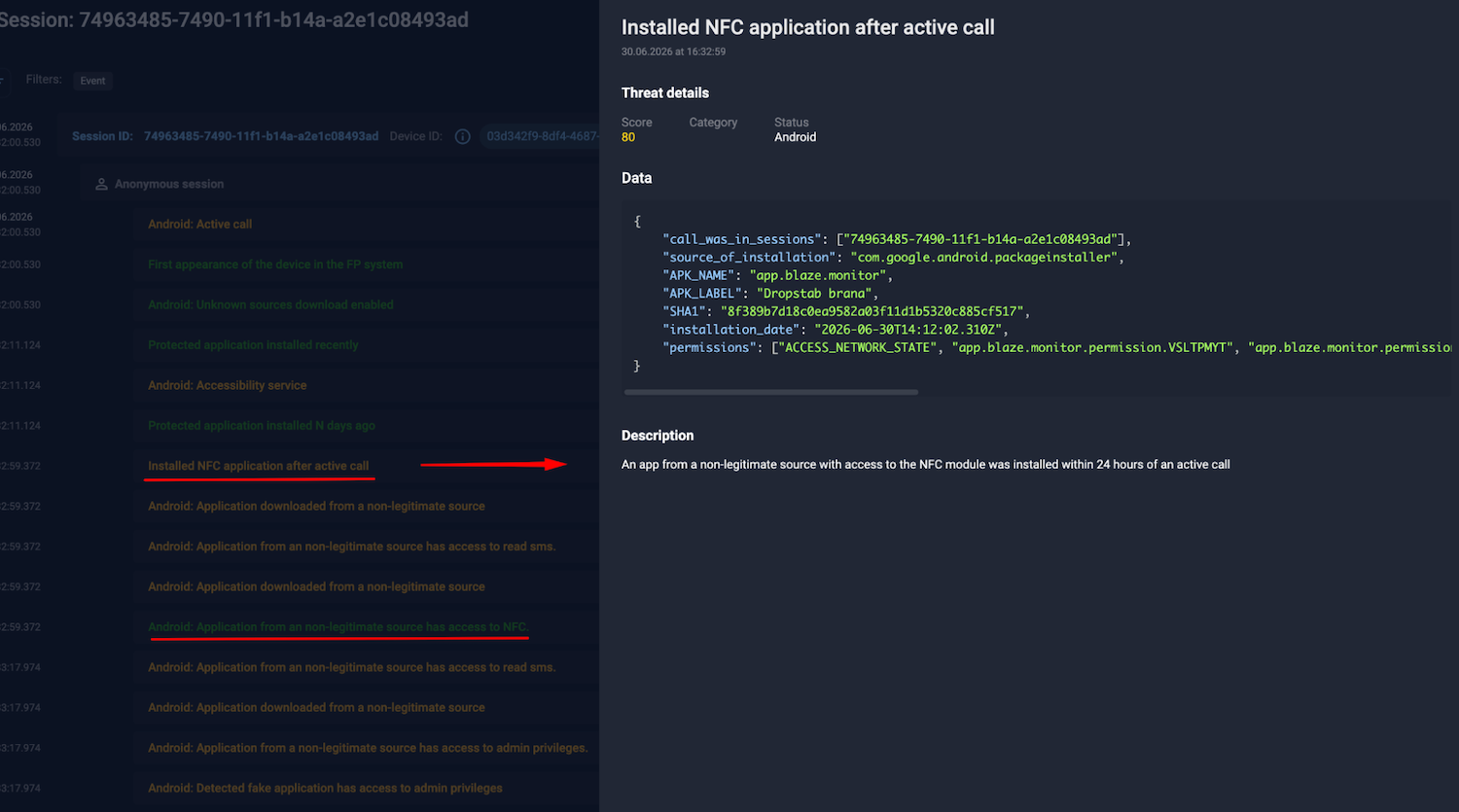 Figure 5: NFC malware sample detection.