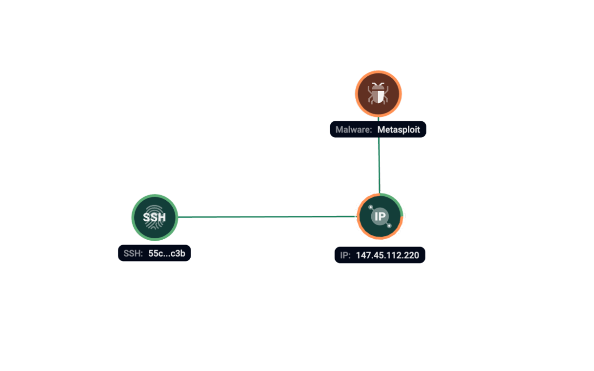 Figure 5. Group-IB Graph analysis of the network infrastructure related to MetaSploit.