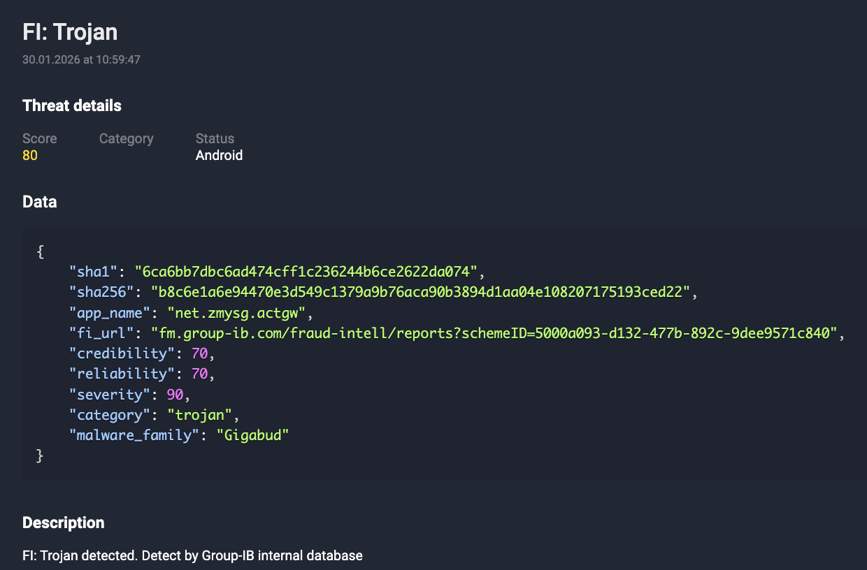 Figure 7. Signature-based detection of Gigabud malware sample attributed to Coretax.