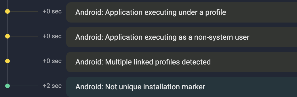 Figure 7. Group-IB Fraud Protection detects a protected application running in a work profile. Figure 7. Group-IB Fraud Protection detects a protected application running in a work profile.