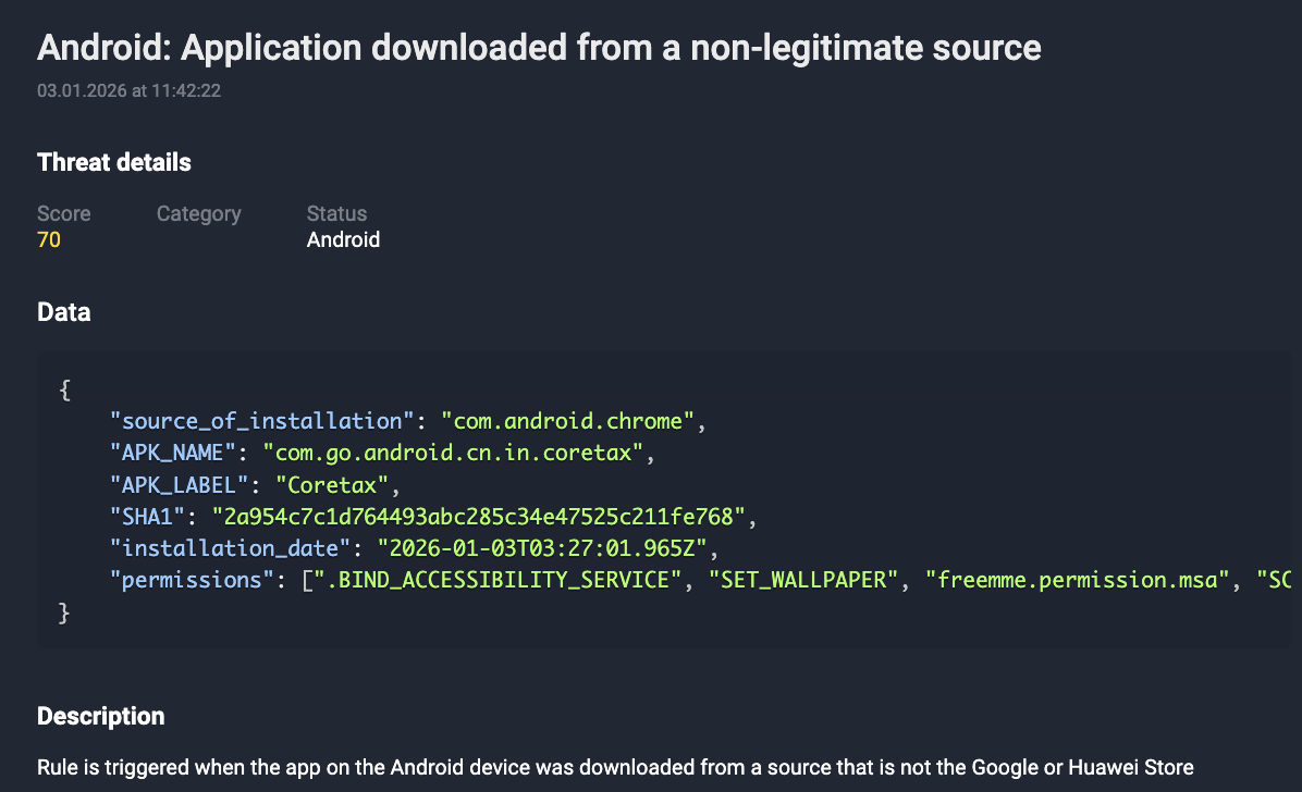 Figure 8. Fake Coretax apps downloaded from a non-legitimate source.