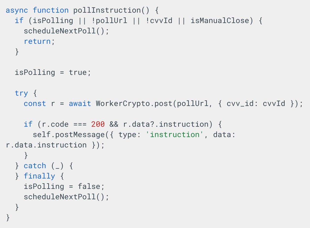 Figure 8. HTTP long-poll fallback code snippet.