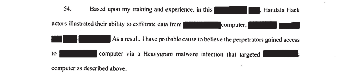 Figure 8. Suggested connection between Handala Hack and Heavygram in March 19 2026 affidavit. (Source: United States Department of Justice)