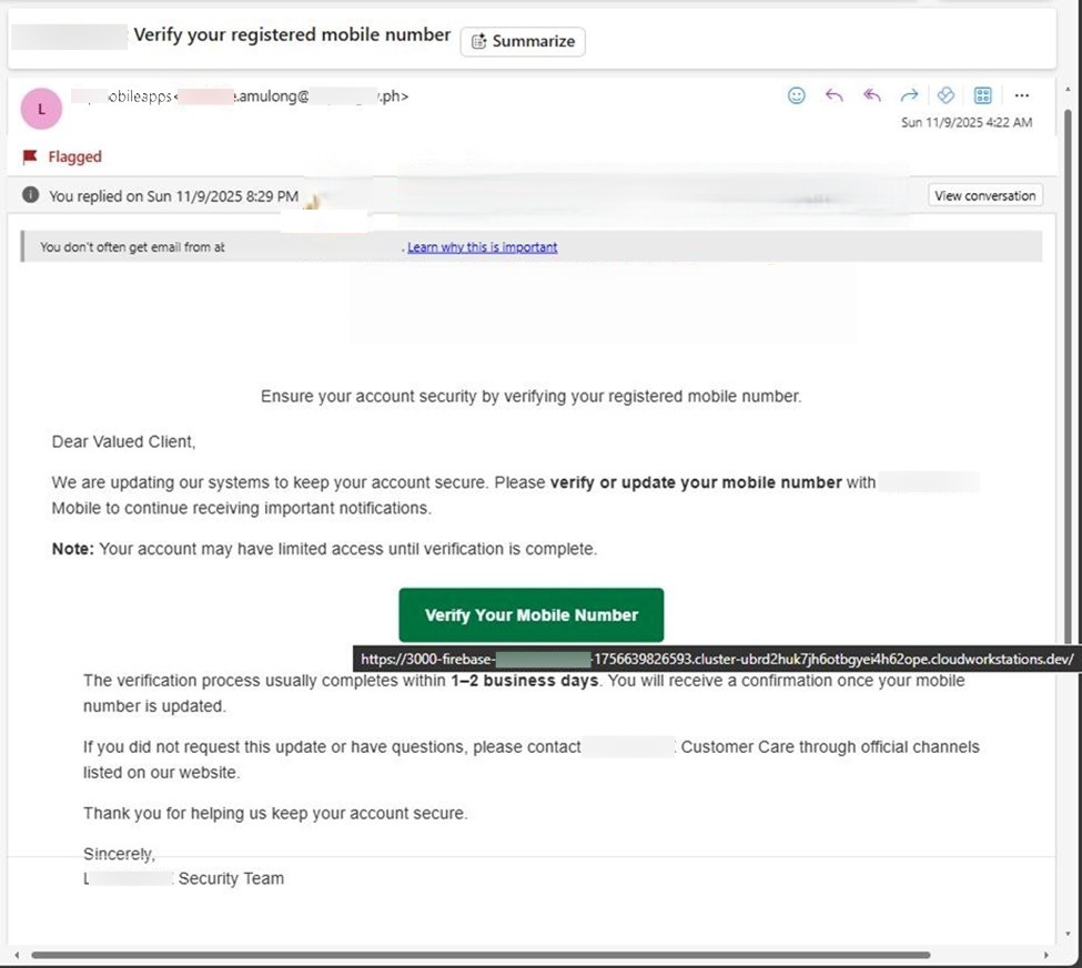 Figure 8. The use of Google Cloud Workstations to host malicious content.