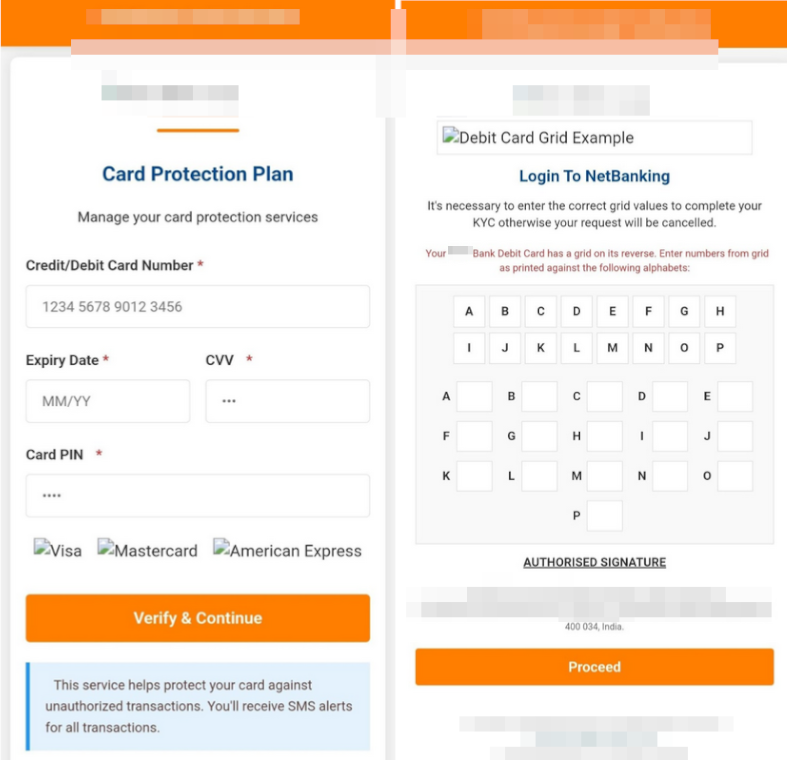 Figure 8. Example of phishing form screenshots.