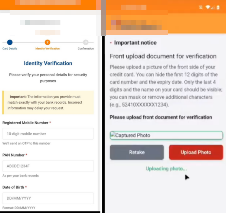 Figure 8. Example of phishing form screenshots.