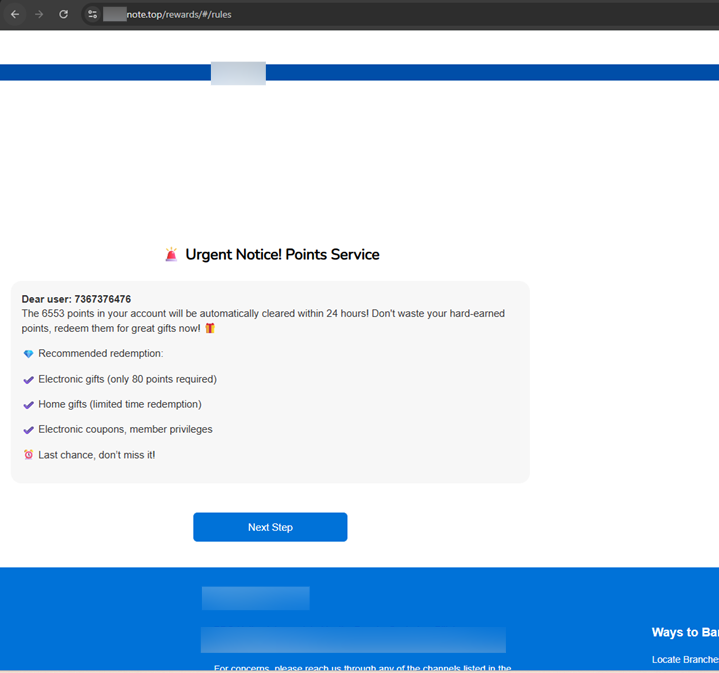 Figure 9. All phone numbers redirect to a fake redemption page, tricking users into revealing personal information.