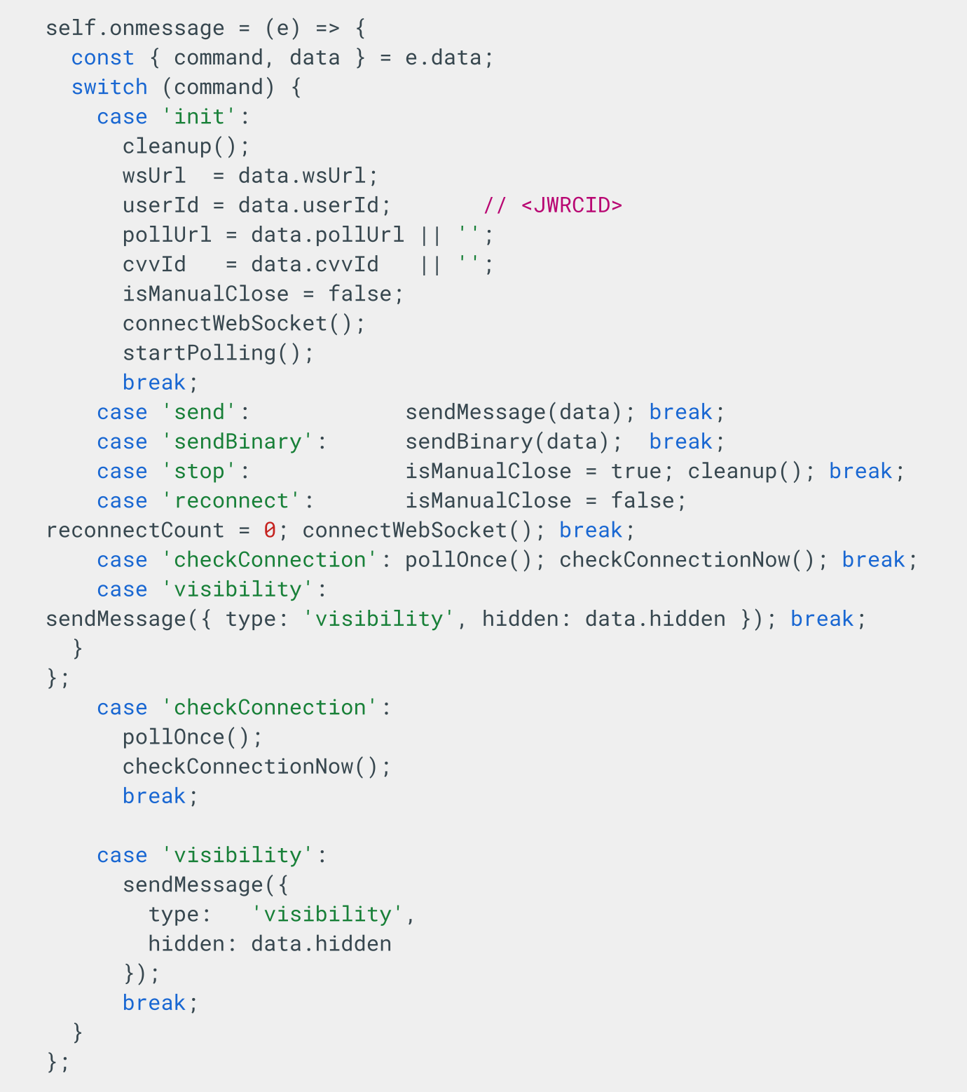 Figure 9. Command interface code snippet.