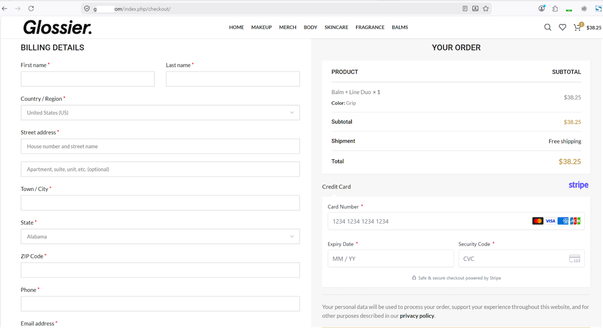 Figure 9. Check out page uses a legitimate e-commerce module with a malicious plugin that enables C2 communication and operator control.