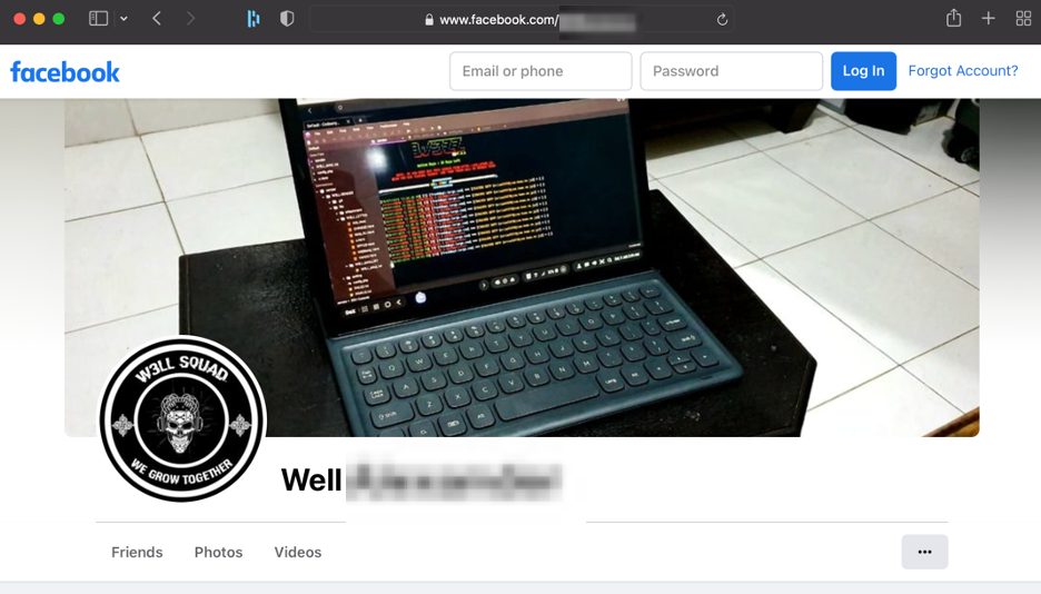 Figure 9. One of the Facebook pages belonged to the W3LL threat actor.