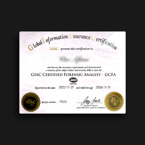 GCFA Certificate