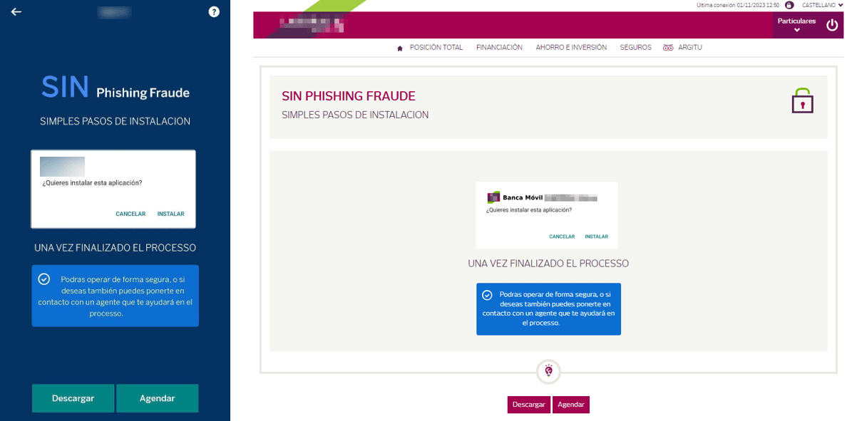 Figure 3. Example of a phishing page asking its victims to install a “banking app” under the guise of preventing fraud attempts