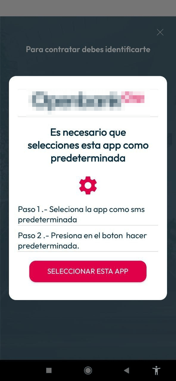 An example of a fake app asking for permissions
