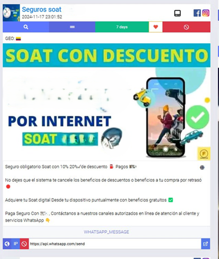 Image 1: Vehicle insurance with discounts is advertised on a social network