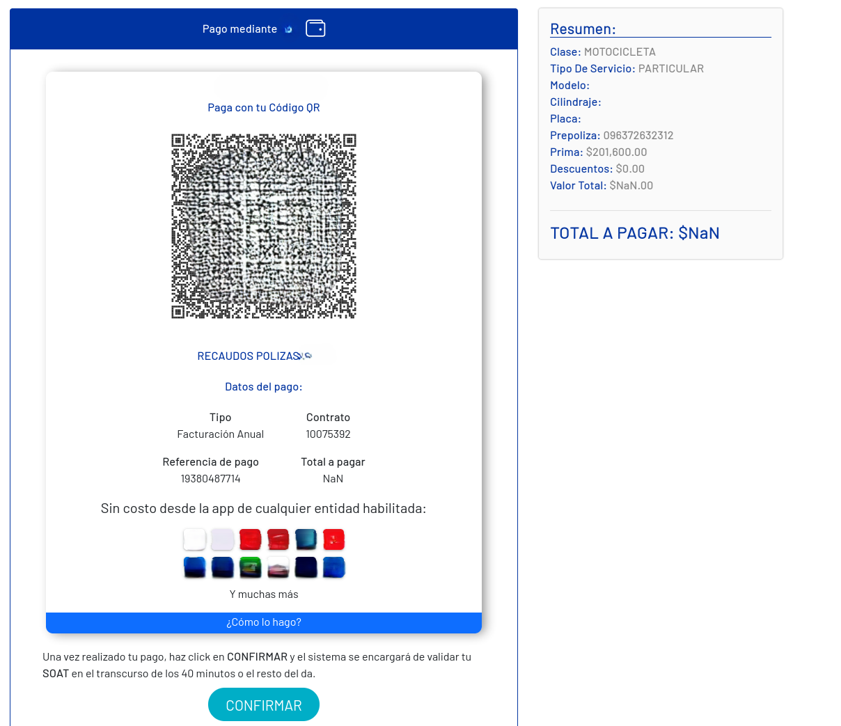 Image 11: The site indicates to scan a QR code with the official apps of banks or financial platforms totransfer the amount of money