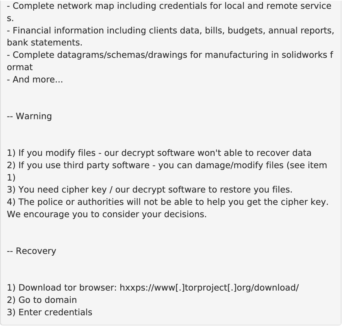 Qilin ransomware note