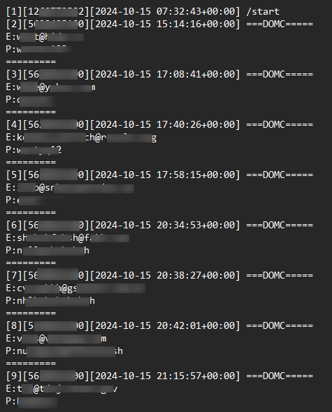 Figure 16. A screenshot of a Telegram bot history log