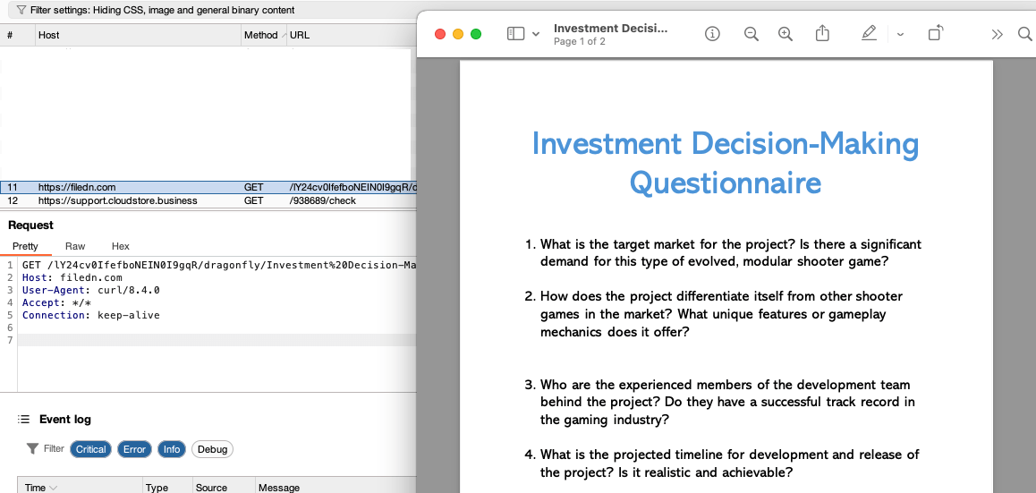 Figure 3: Decoy PDF downloaded and open