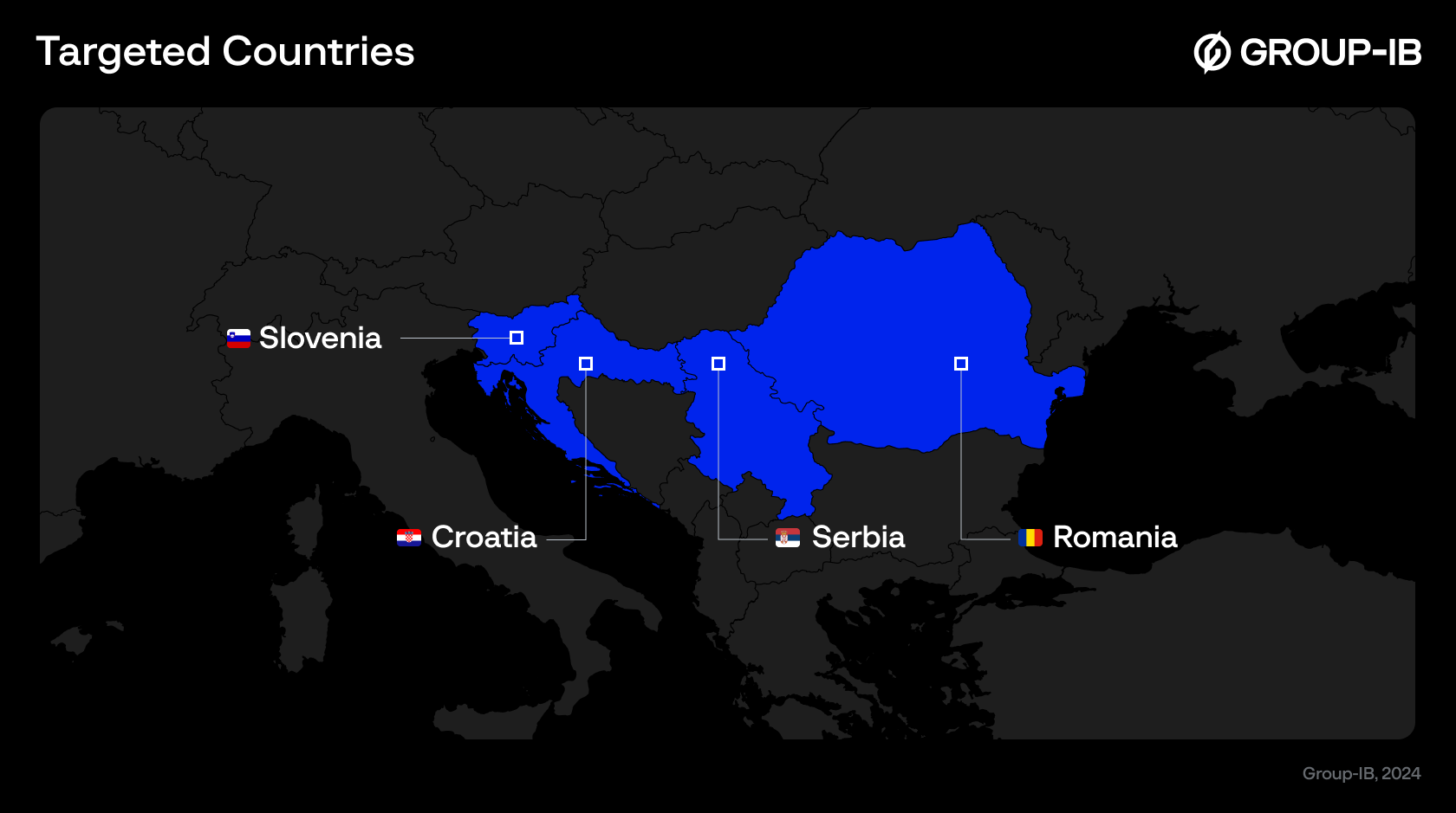 Figure 4. A map of the countries where the phishing attempts have been detected.