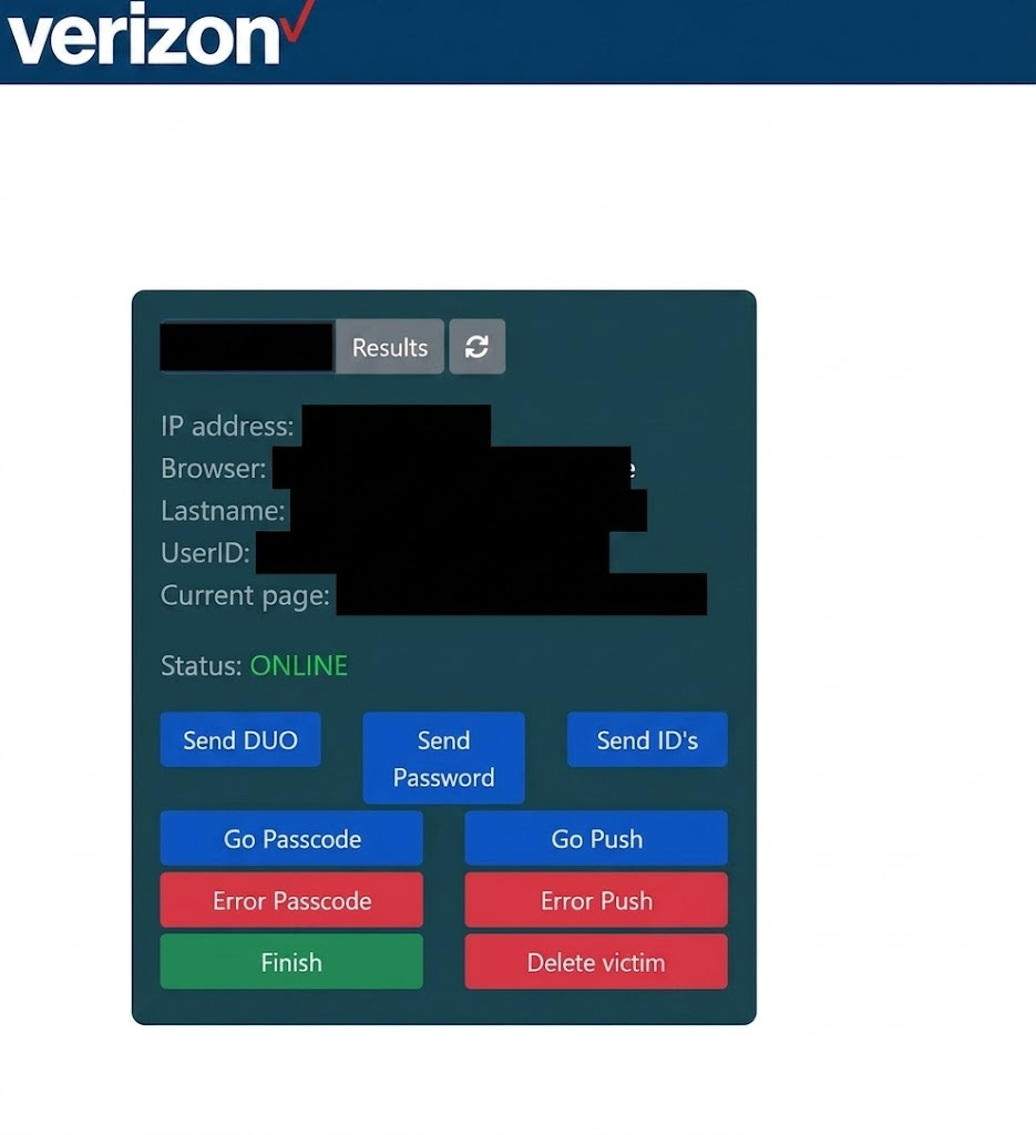 Figure 8. Verizon-targeting Okta panel operated by one of Group-IB's tracked subclusters.